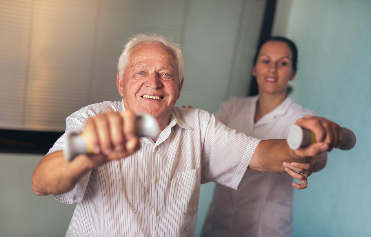 A Man doing physical therapy at Shreveport Manor Skilled Nursing and Rehabilitation